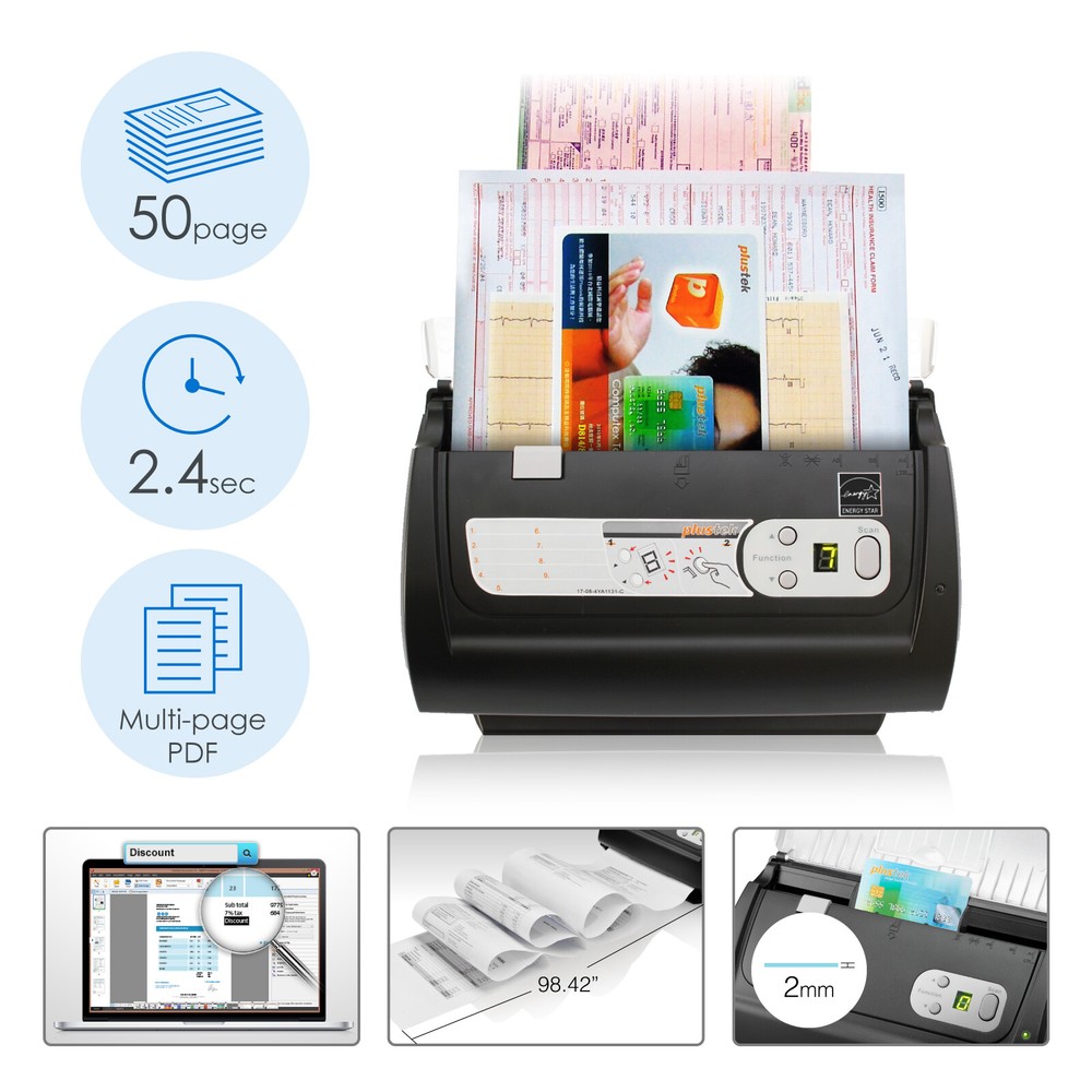 Plustek PS286 Plus Document Scanner Support TWAIN, Windows 7/8/10/11, Mac ~14.x