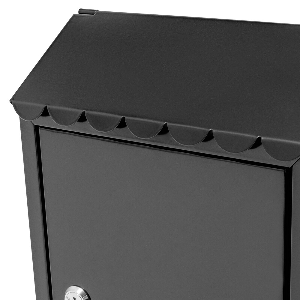 Wall Mount Rectangular Locking Mailbox W/ 2 Keys Black Residential Mail Box