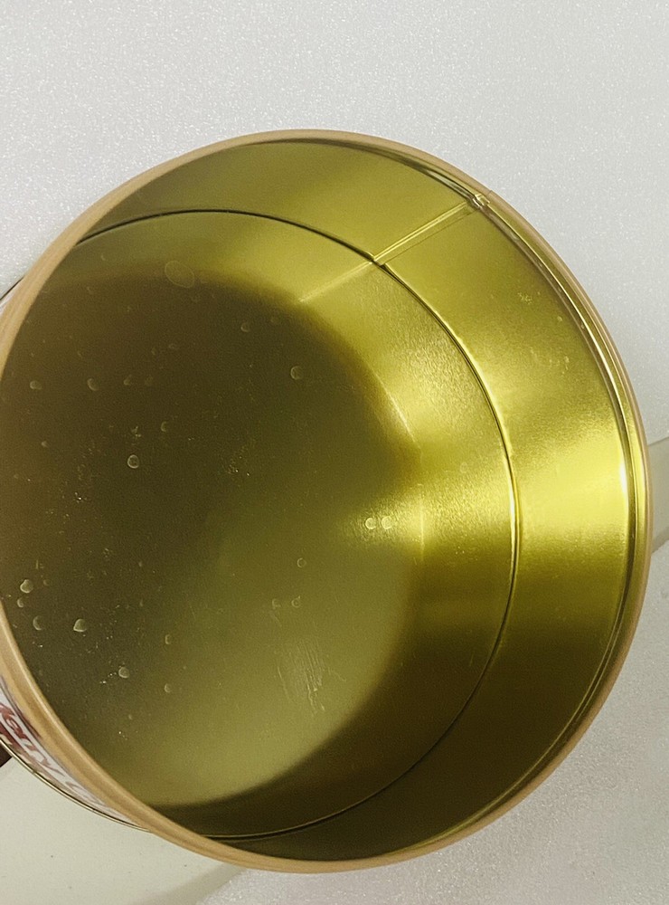 Cookie Tin Round Container Jan Shade Merry Christmas 8”