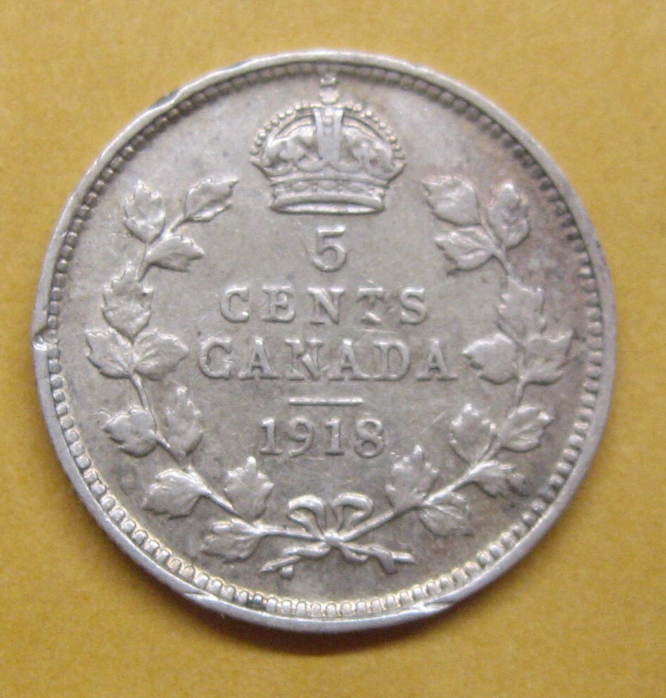 1918 Canada 5 Cent Cleaned Take a Look