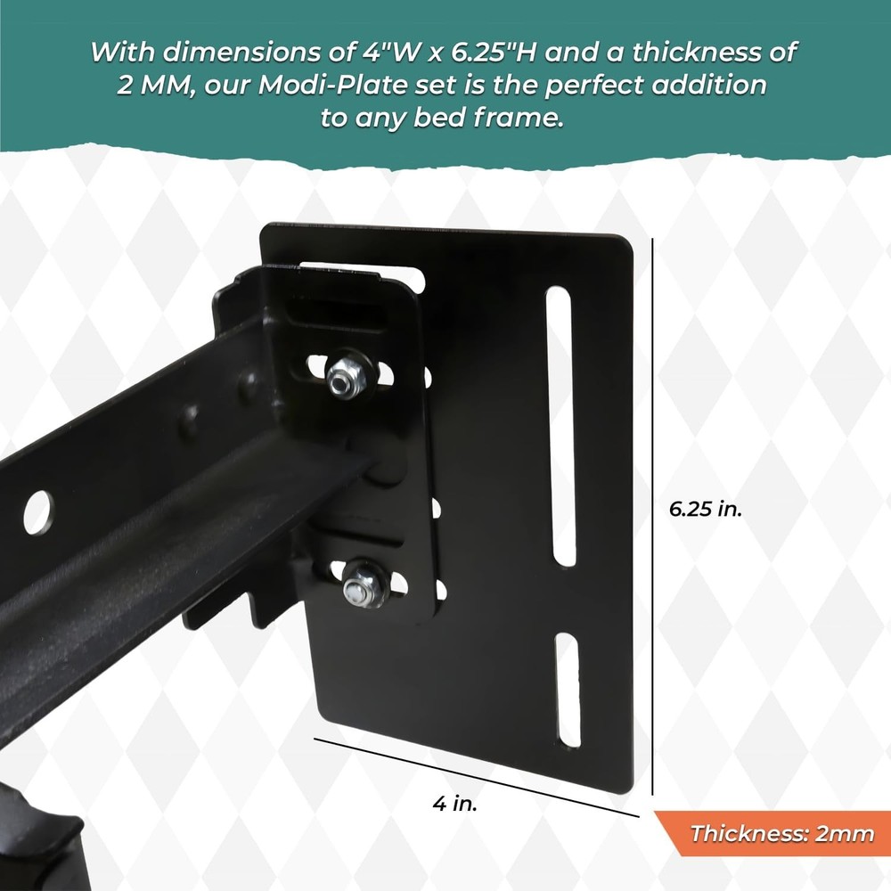 Bed Frame Headboard Bracket Modification Modi-Plate, Set of 2 Plates