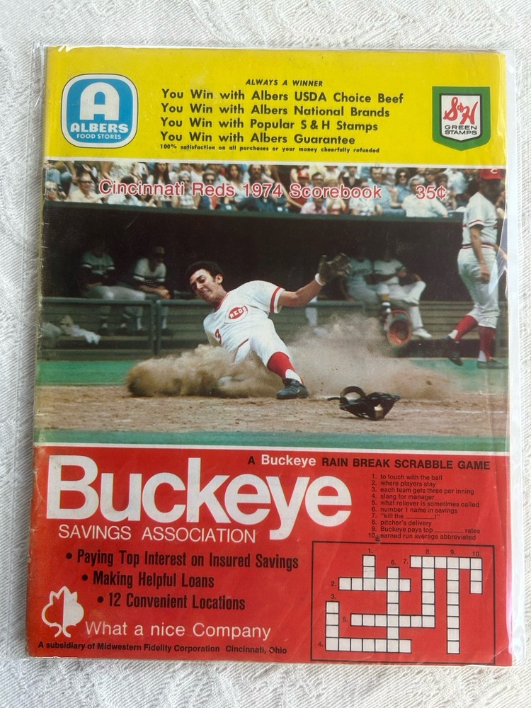 1974 Reds Scorebook Program- Marked Dave Concepcion Cover