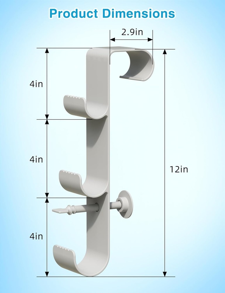 Adjustable Pool Hook for Poles - 3-Hook Pool Accessories Organizer