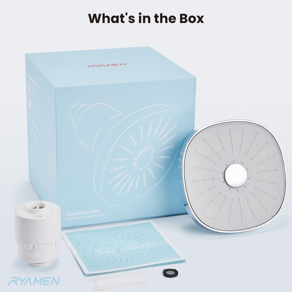 Ryamen Filtered Shower head, Rain Head with Filter, High Silver