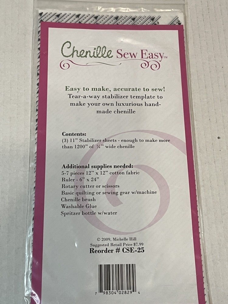 Chenille Sew Easy Tear Away Stabilizer Template