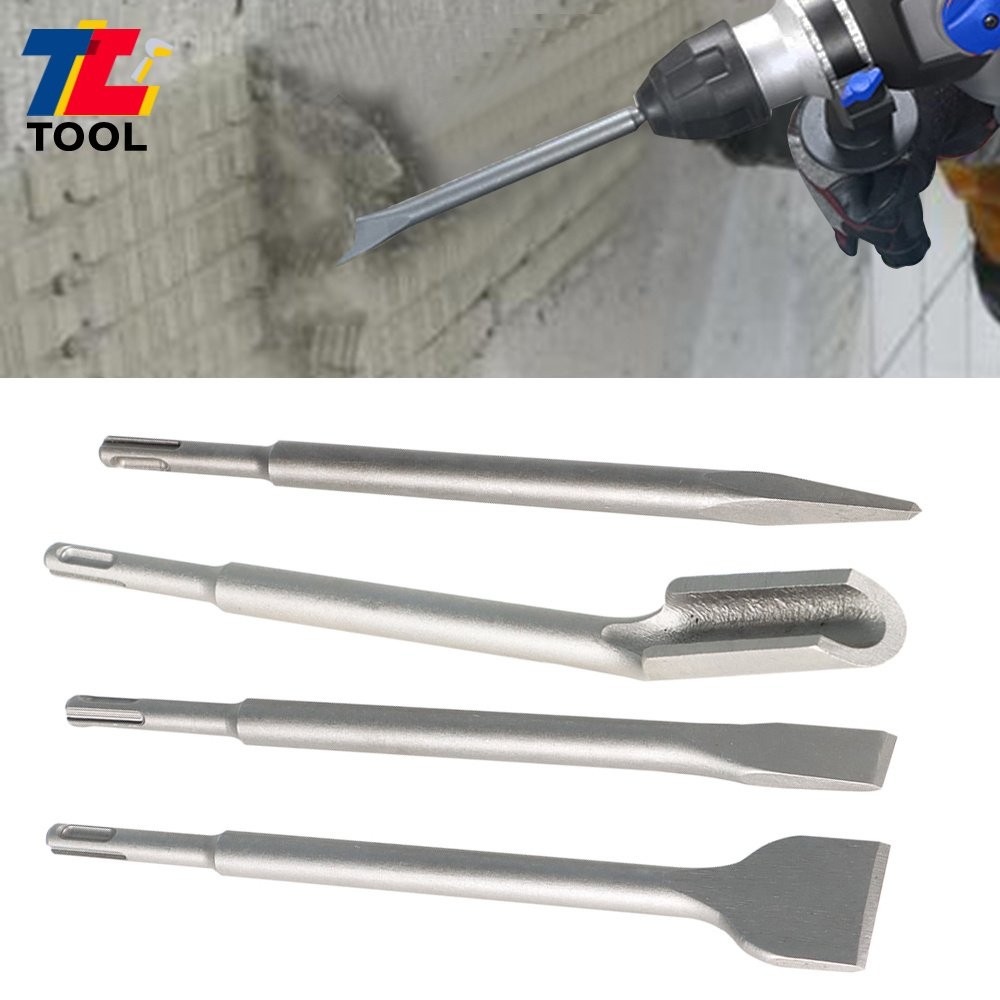 4 Pack Durable Flat Chisel Grooving Chisel & Point Chisel SDS Plus Chisel Bits