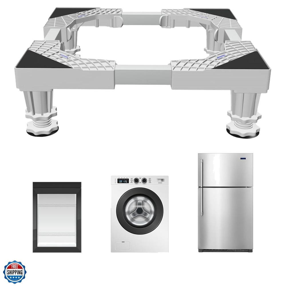 4 Adjustable Feet Mini Fridge Stand - Elevate & Protect Your Appliances in White