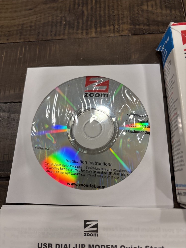 Zoom Model 3095 USB Modem 56K V.92 Data Fax Dial-Up Windows Macintosh Linux