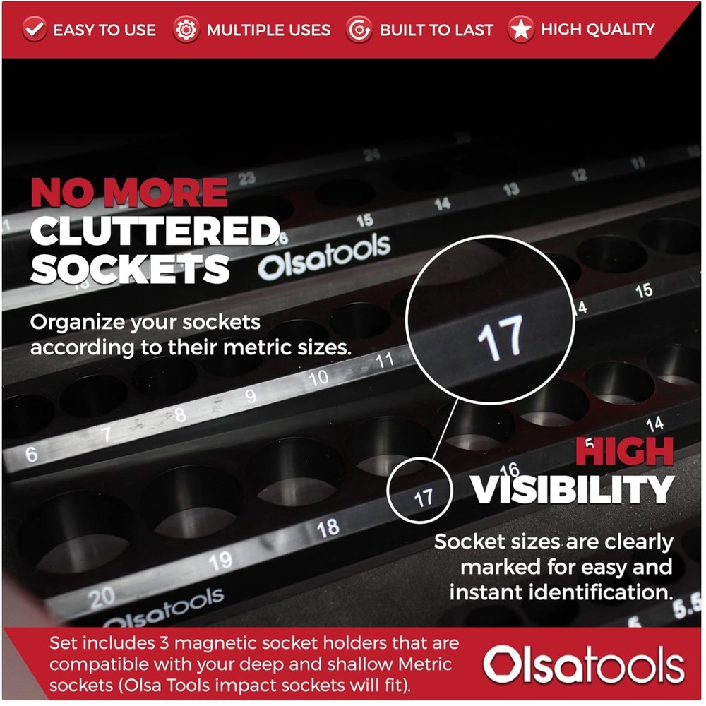 Drive Metric Socket Holder Set - Professional Tool Organizer