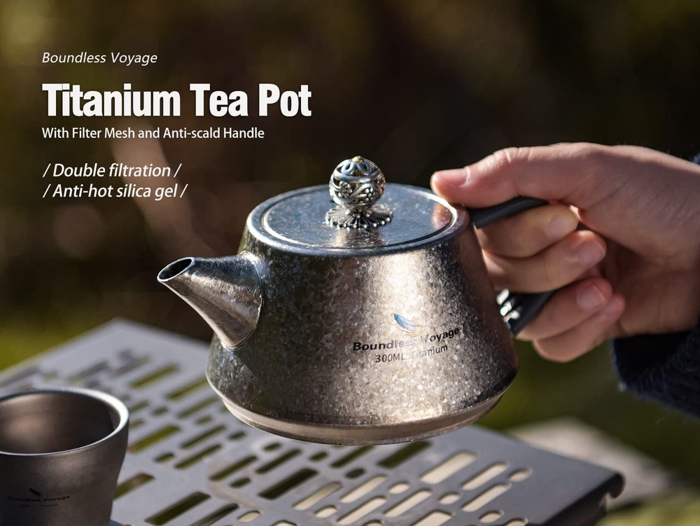 Titanium Tea Pot Coffee Kettle with Filter Lightweight Single Layer Kettle Ju...