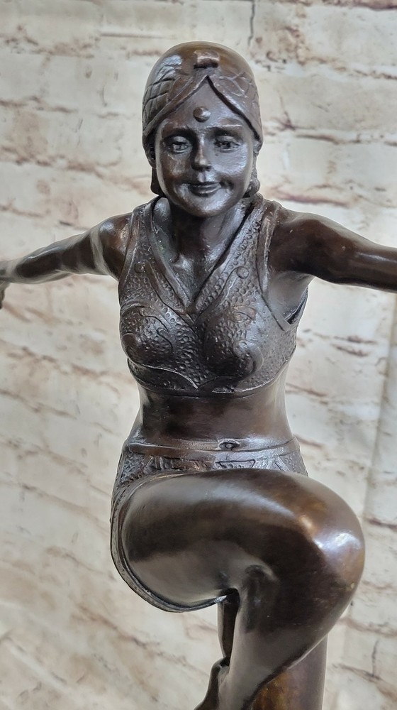 Große Art Deco Bronze signiert Chiparus Bronzefigur Bronzeskulptur Bronze