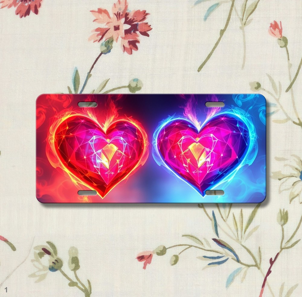 Bright Hearts License Plate Add Text Decorative Plate Special Gift