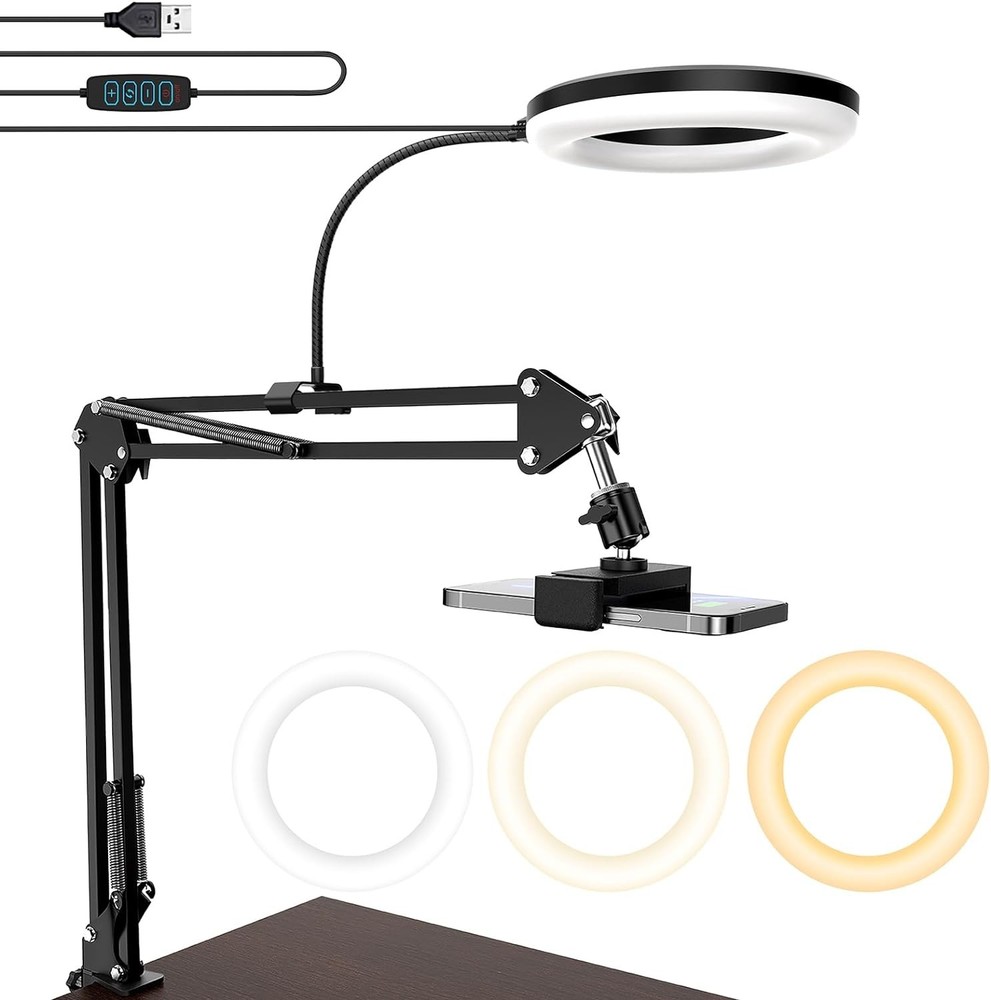 Overhead Camera Mount with Ring Light, 6‘’ Phone 6Light