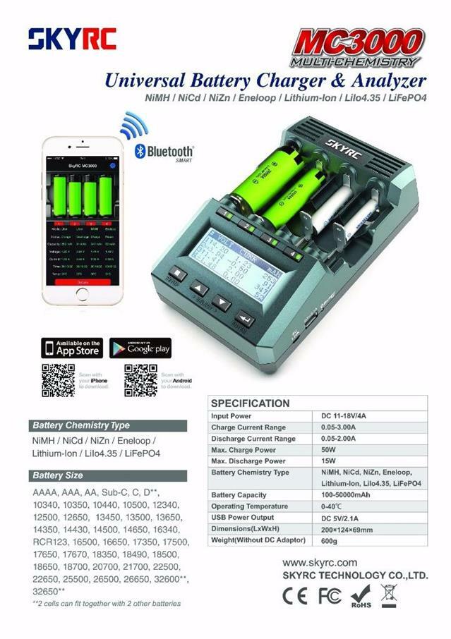 SkyRC MC3000 Multi-chemistry Universal Round Battery Charger & Analyzer- Used