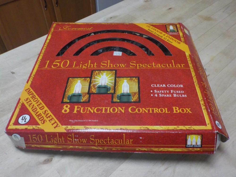 Vintage FOREMOST 150 Light Show Christmas Lights 8 Function Set Clear 52 Feet