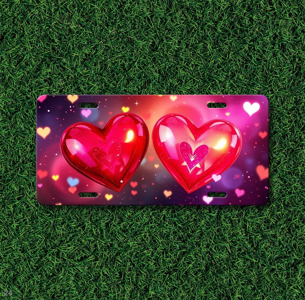 Romantic Hearts License Plate Customizable Front Bumper Plate Birthday Gift