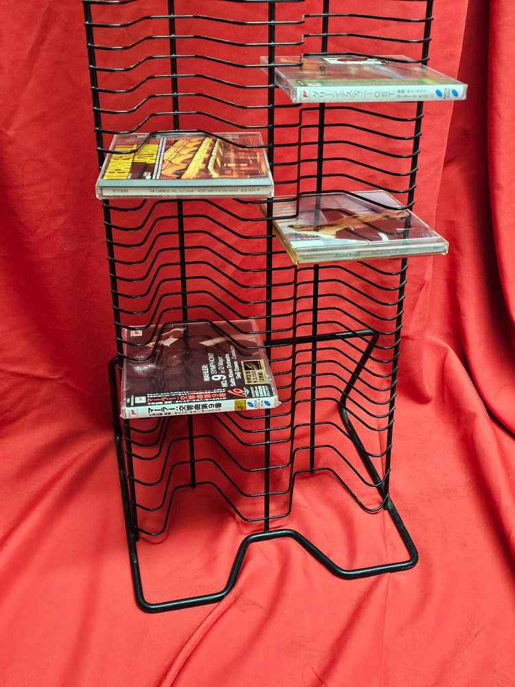 Large double wide black metal 120 cd storage rack