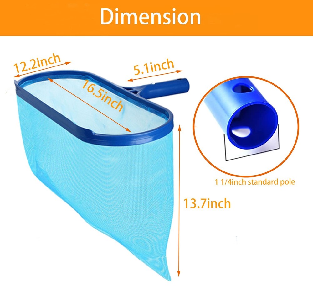 2pcs Pool Leaf Skimmer Surface Net Plastic Handle Swimming Pool Spa w/Magnet