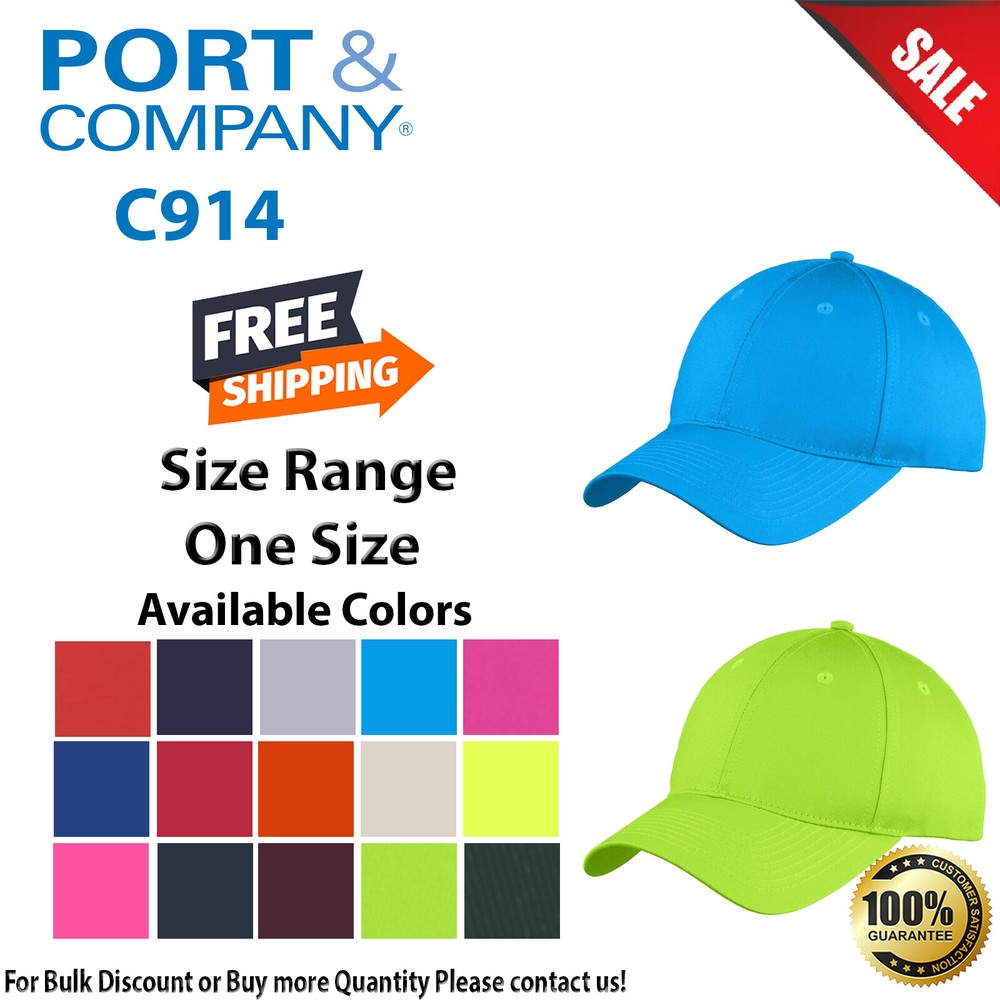 Port & Company C914 Unisex Six Panel Unstructured Hook And Loop Twill Cap