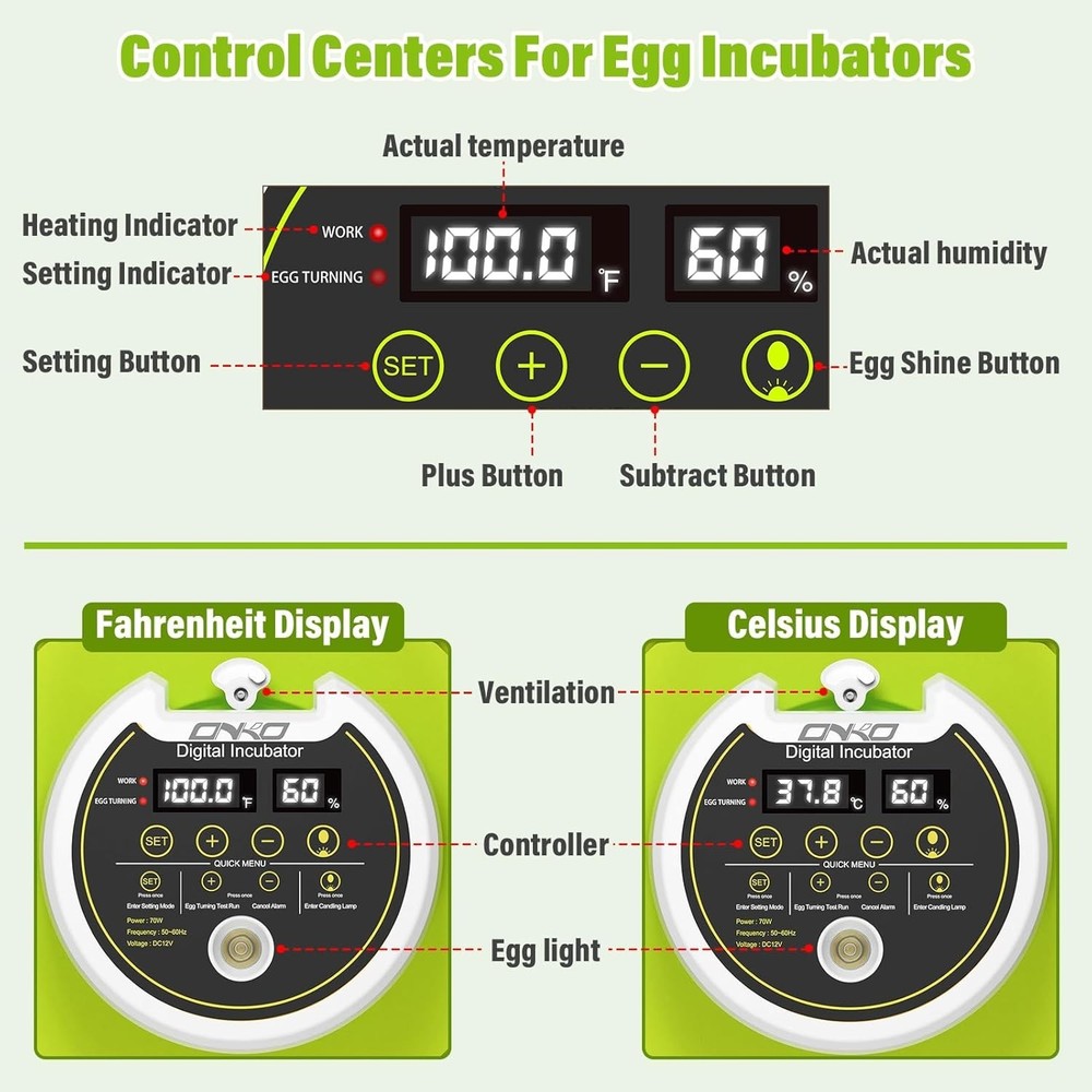 Egg Incubator with Automatic Egg Turning and Humidity Control 18 Eggs Incubator