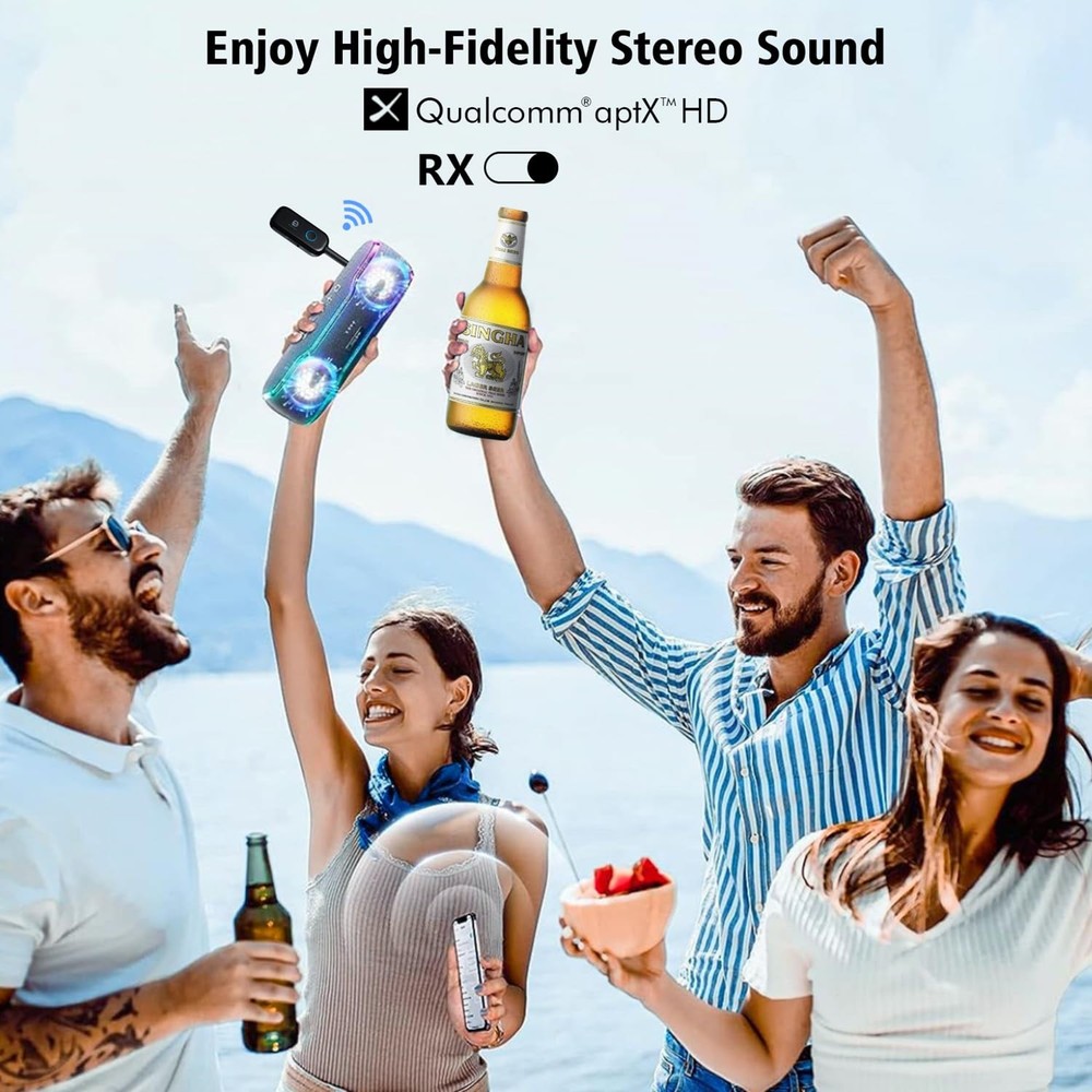 Bluetooth 5.2 Audio Transmitter Receiver for TV, Bluetooth Transmitter for He...