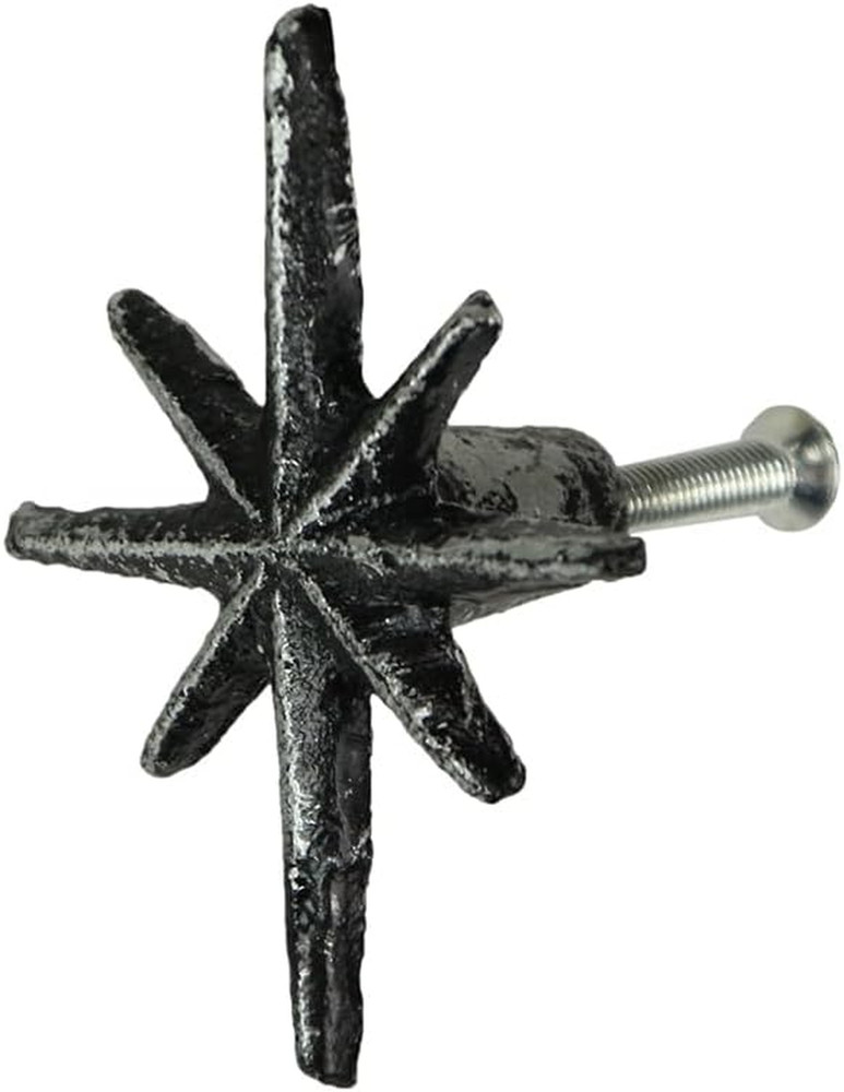 Mid Century Drawer Pulls Cabinet Knobs Starburst Cast Iron 6 Pack