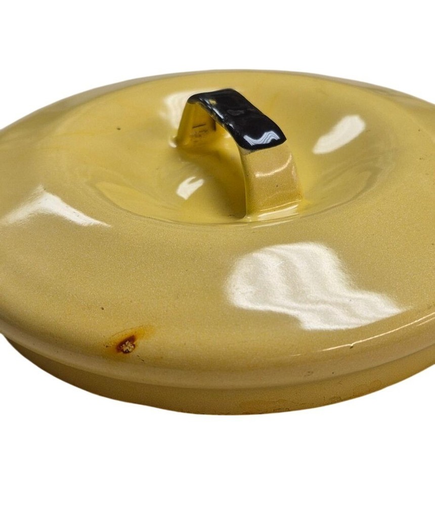 Yellow Enamelware Replacement Lid With Black Handle Rustic Farmhouse Style