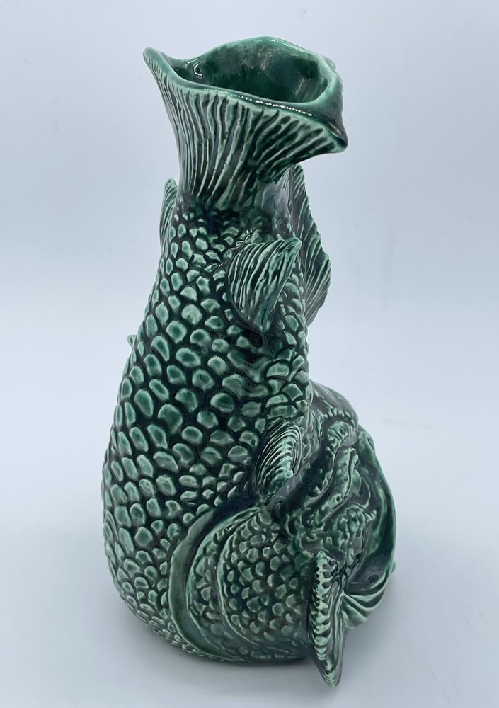 Ceramic Chimenea Fish Incense Ashtray Decor Unusual Green