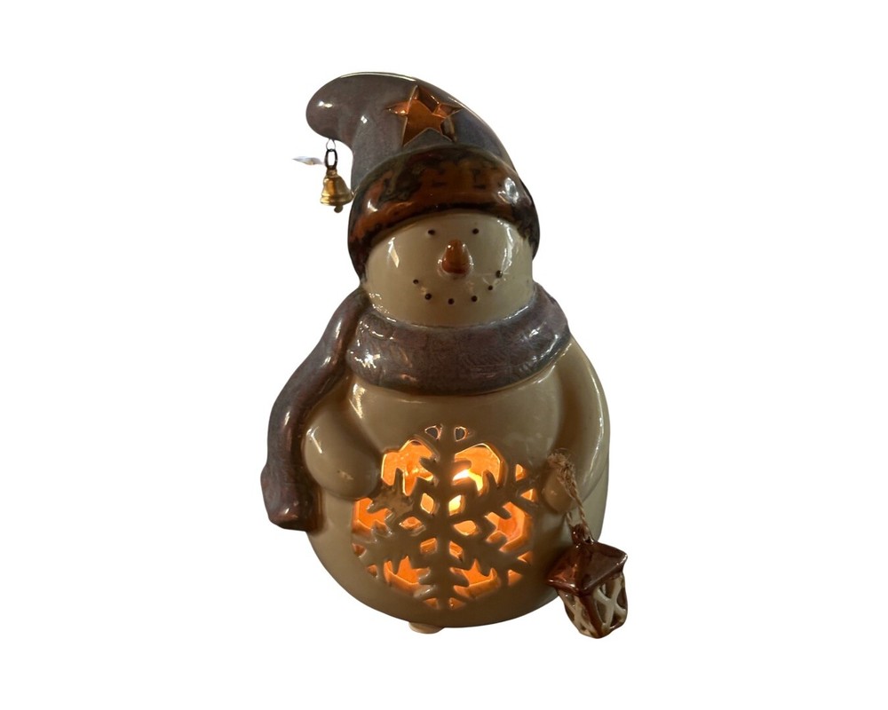 Ceramic ￼￼ ￼Snowman Tea Light  4” X 6” X 8”