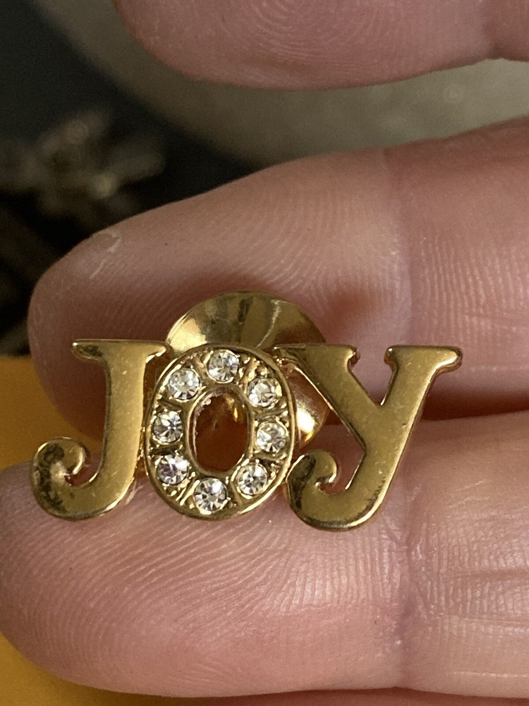 JOY jeweled gemstone Lapel Pin EUC K535