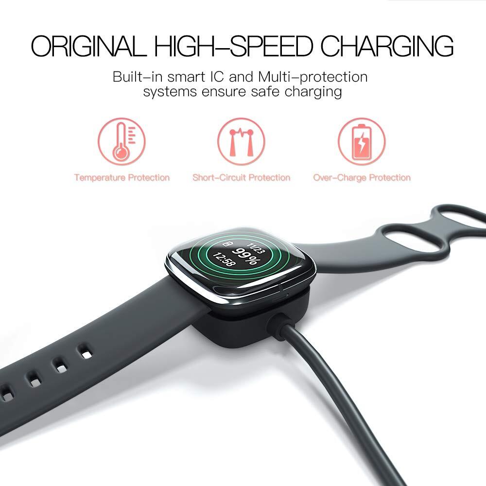 2 x Wireless Charger For Fitbit Sense Versa 3 Watch USB Fast Charging Dock Cable