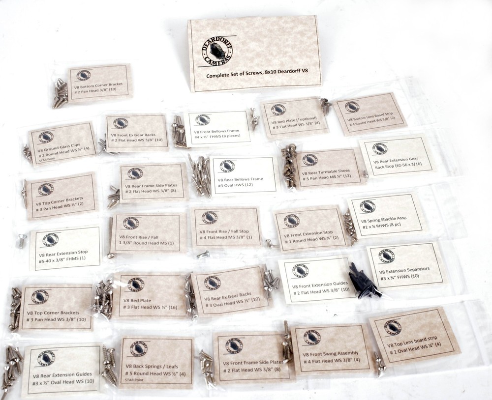 Deardorff V8 Complete Set of Screws