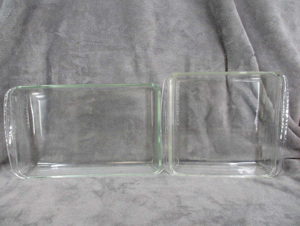Anchor Hocking Glass Baking Dish Rectangular Square Set 2 pcs Clear Used