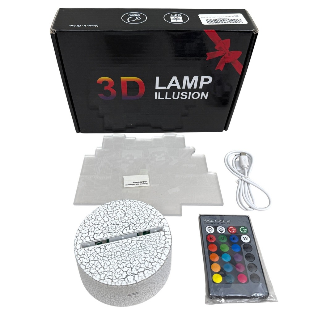 Minecraft 3D Illusion Night Light USB Touch Switch 7 Color Remote Control Kids
