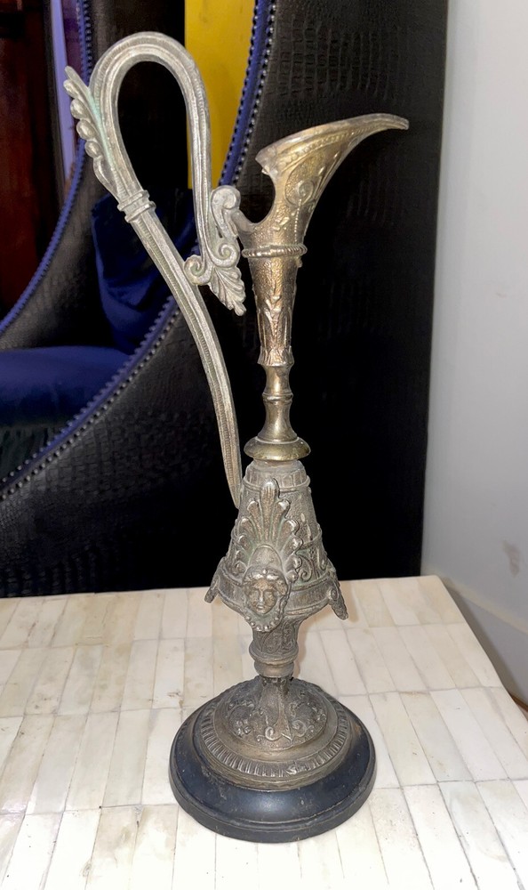 Antique Cast Ewer/Pitcher Clock Garniture