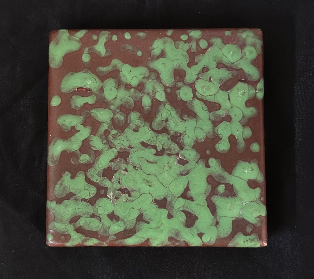 WELLER POTTERY COPPERTONE 3" SQUARE TILE....SIGNED & MINT!