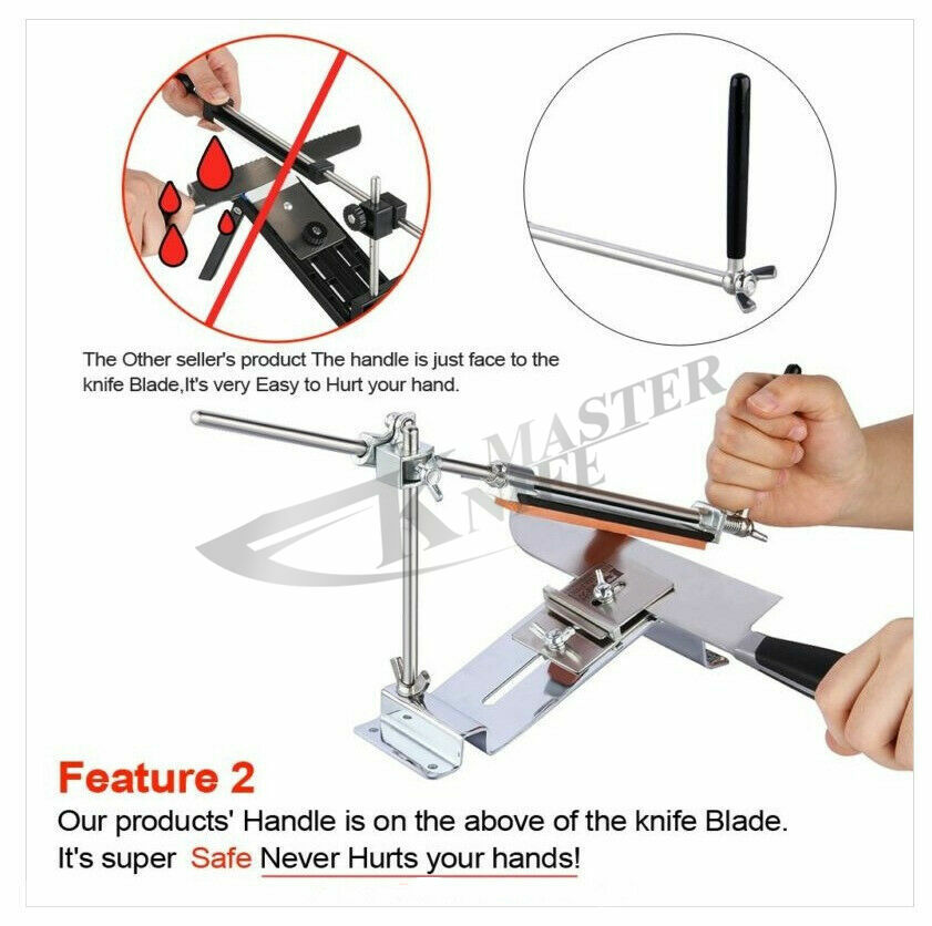 Pro Kitchen Knife Sharpener Sharpening-System Fixed Angle +4 Stone Kit