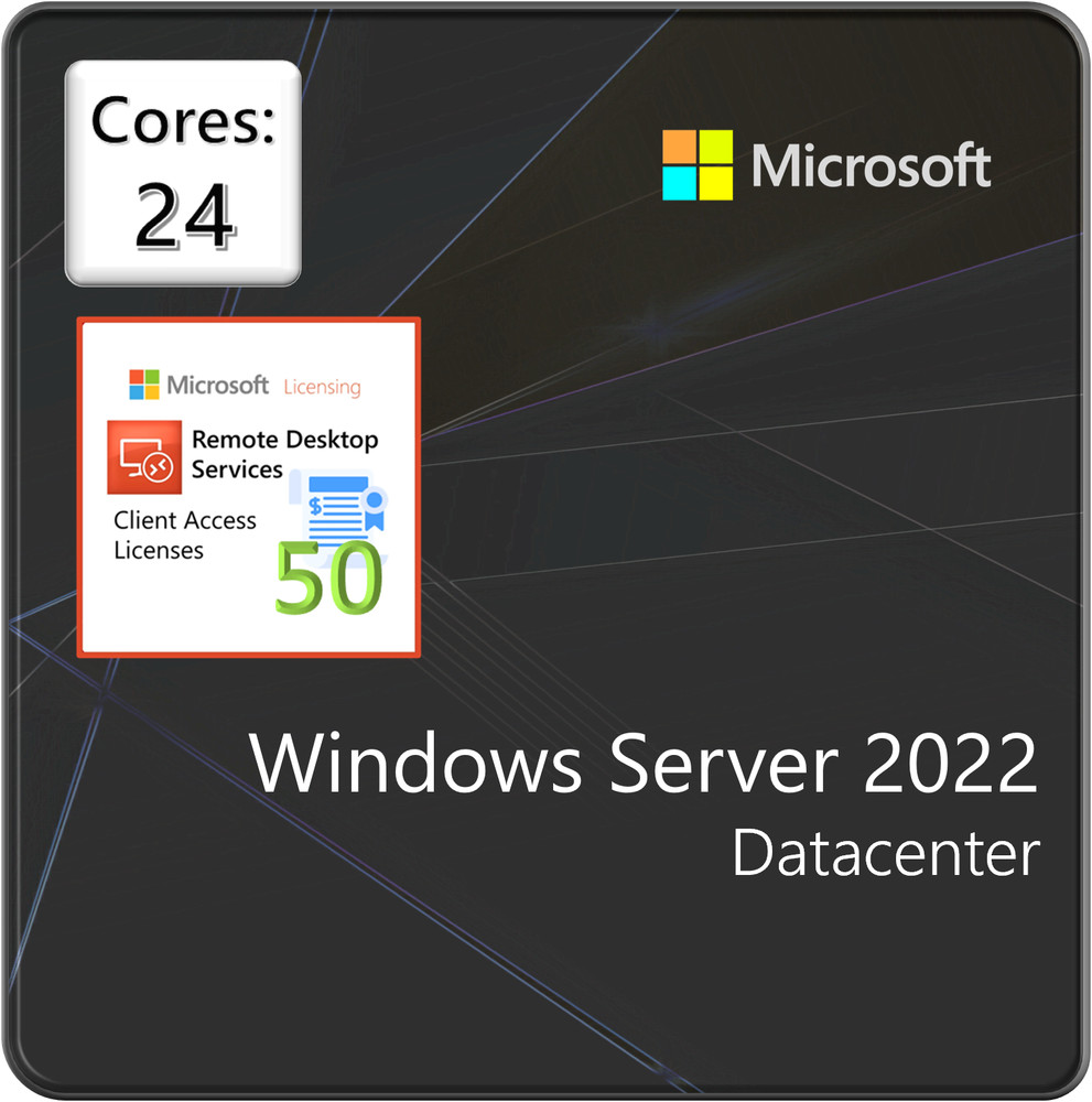 Windows Server 2022 Datacenter - 24 Core License with 50 RDS Device CALs