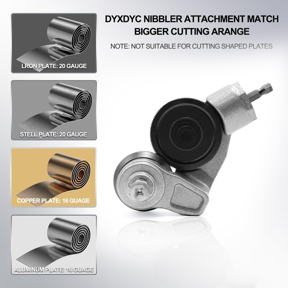 Jikbeed Metal Nibbler Drill Attachment - Reinforced dedicated version, Silver
