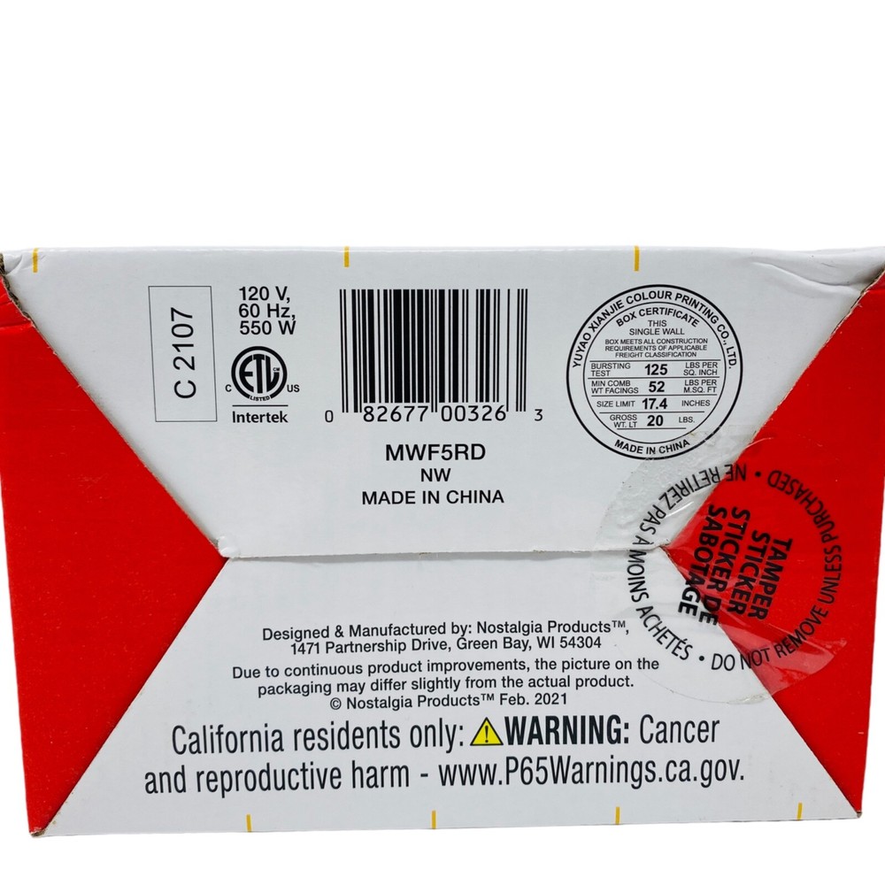 Waffle Maker My Mini Compact 5" Waffle Maker Red Nostalgia New