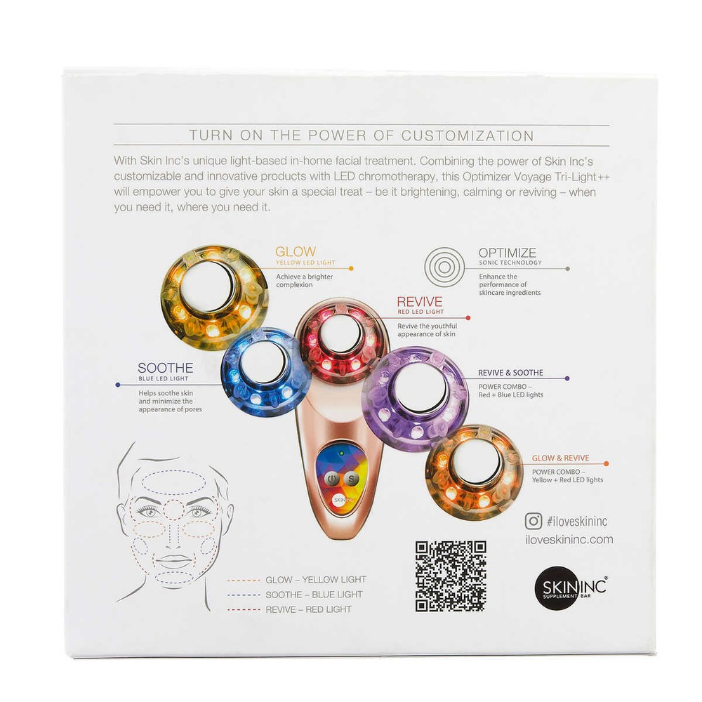 Skin Inc Optimizer Voyage Tri-Light++ Custom Flash Facial - Chrome - Light Use