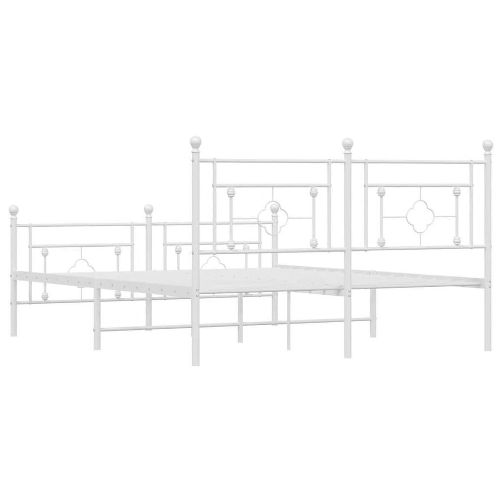 Bed Frame White Powder-coated steel King Size Bed Frame