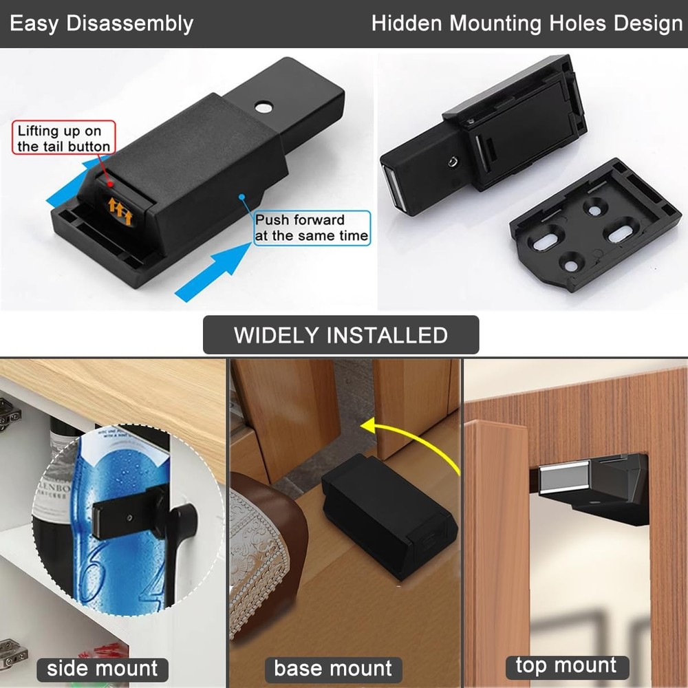 Push to Open Cabinet Hardware 5 Pack Heavy Duty Push Latch & Lock for Hidden ...