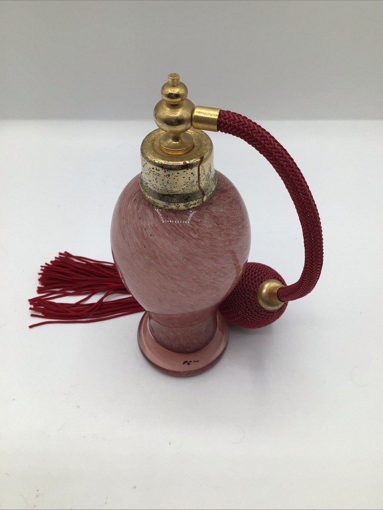 Art Glass Swirled Pink White Perfume Atomizer