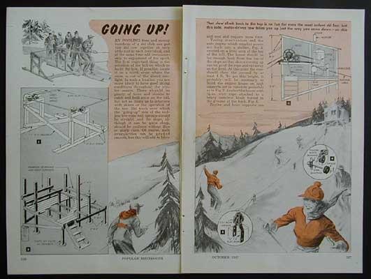 Ski Tow HowTo Build 1947 PLANS uses a small auto engine
