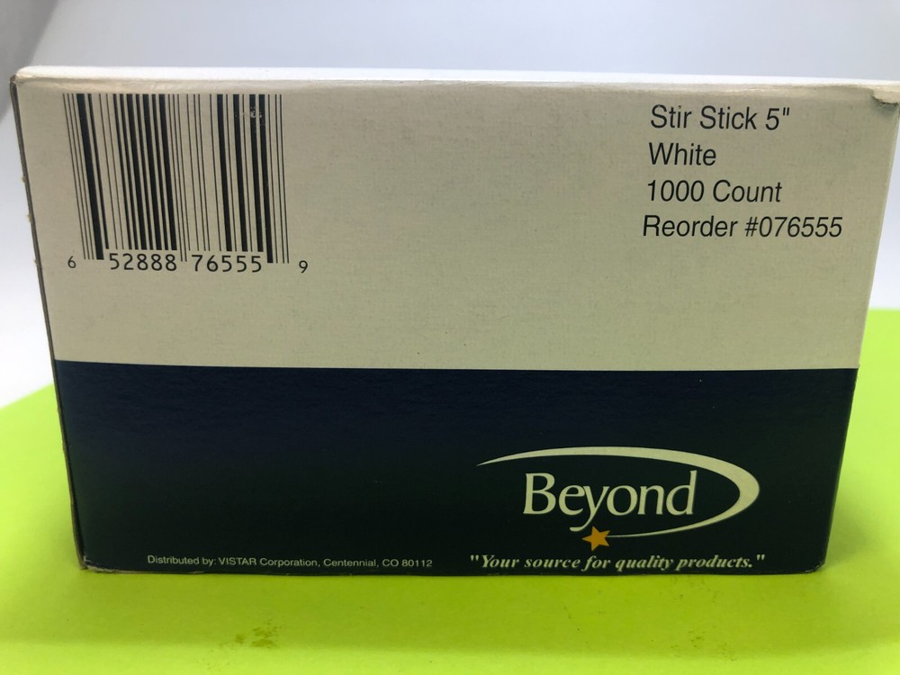Beyond Plastic Stir Sticks, 5", White, 1,000/box 076555