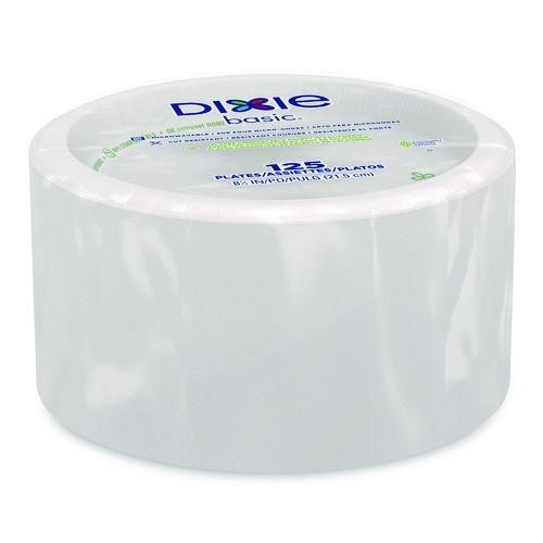 Dixie Paper Dinnerware, Plate, 8.5" dia, White, 125/Pack