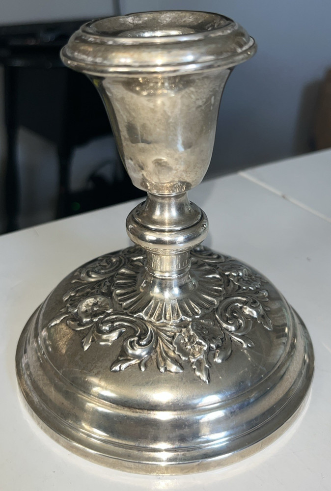 Gorham Sterling Candlestick Holder Floral Base Weighted. 4.5”