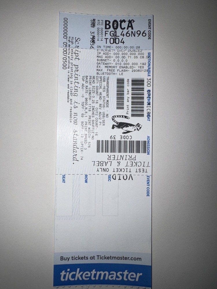 Professional Boca Systems Lemur Thermal Ticket Printer (High Configuration)