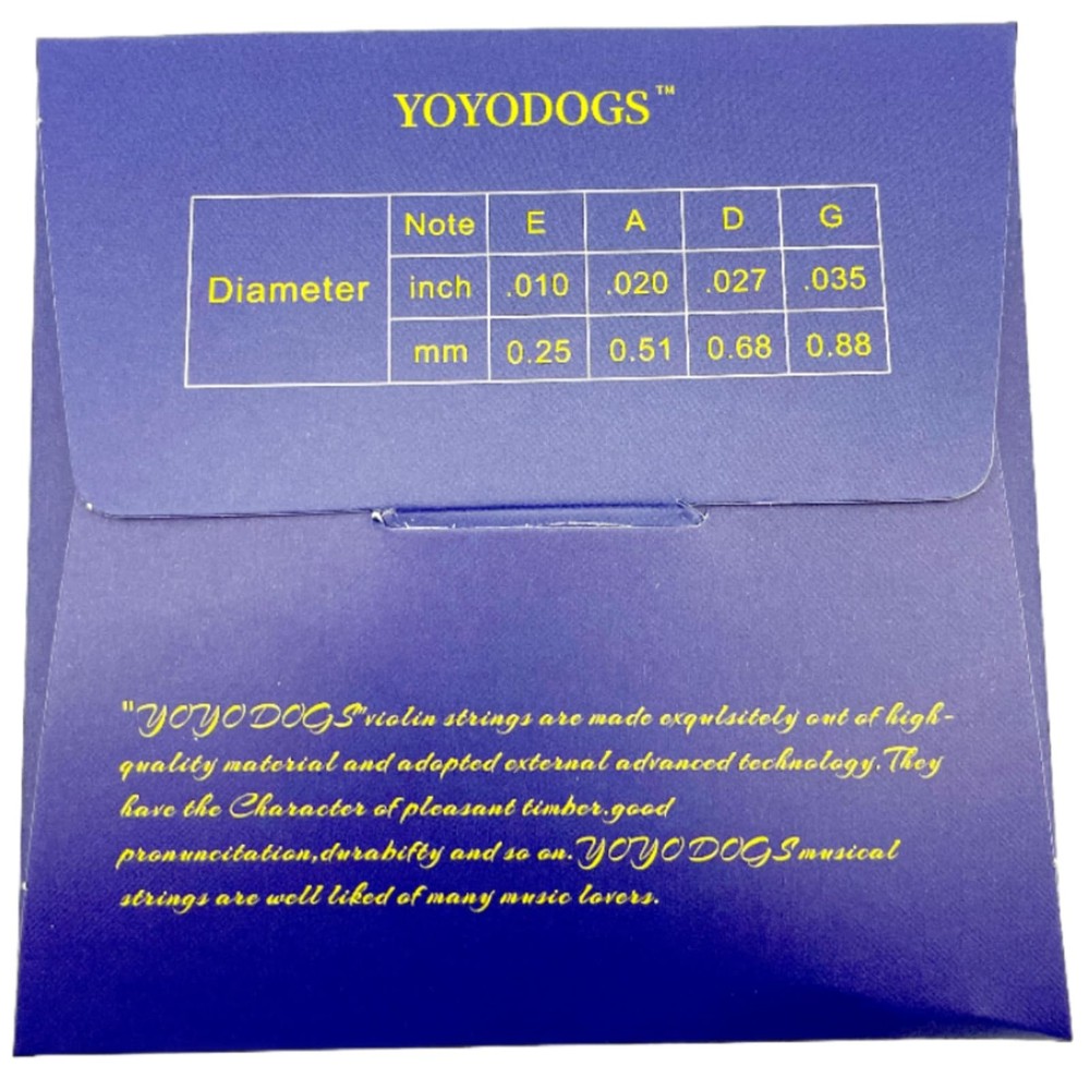5 PCS Violin Strings 3/4 Full Set Leather Storage Pocket Medium Tension Blue